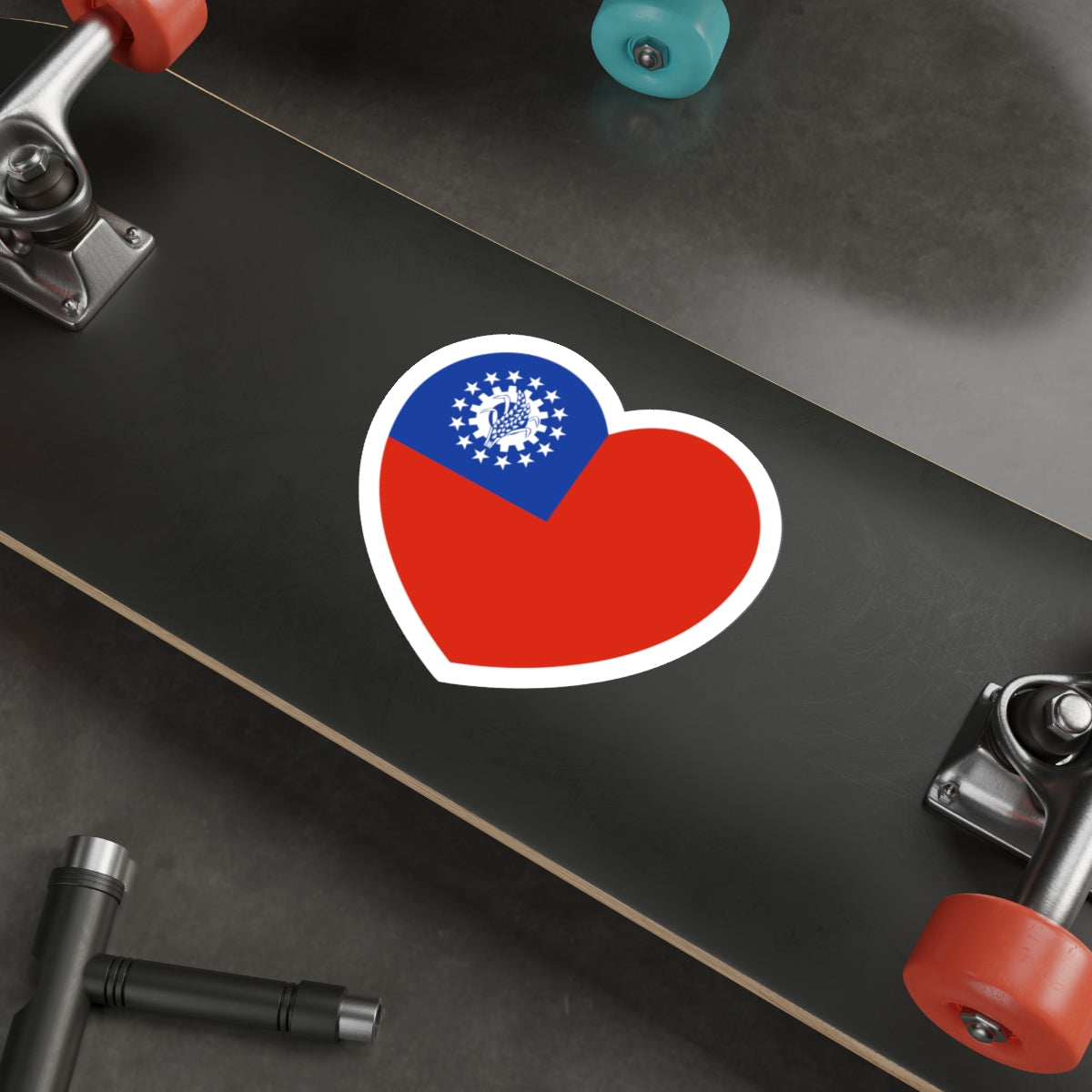 Heart Flag of Myanmar 1974-2010 - STICKER Vinyl Die-Cut Decal-The Sticker Space