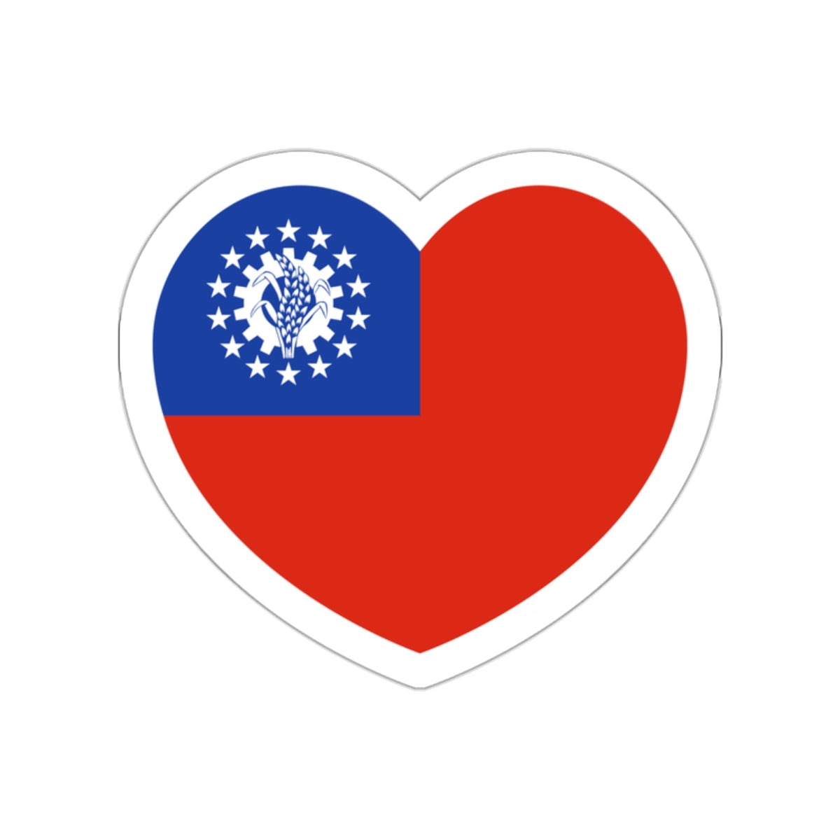 Heart Flag of Myanmar 1974-2010 - STICKER Vinyl Die-Cut Decal-White-The Sticker Space