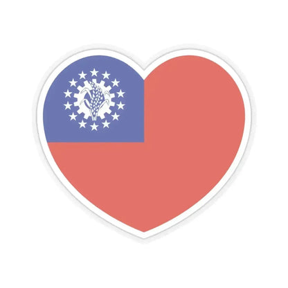 Heart Flag of Myanmar 1974-2010 - STICKER Vinyl Kiss-Cut Decal 4 Inch Transparent - The Sticker Space