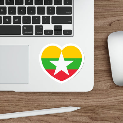 Heart Flag of Myanmar - STICKER Vinyl Die-Cut Decal-The Sticker Space