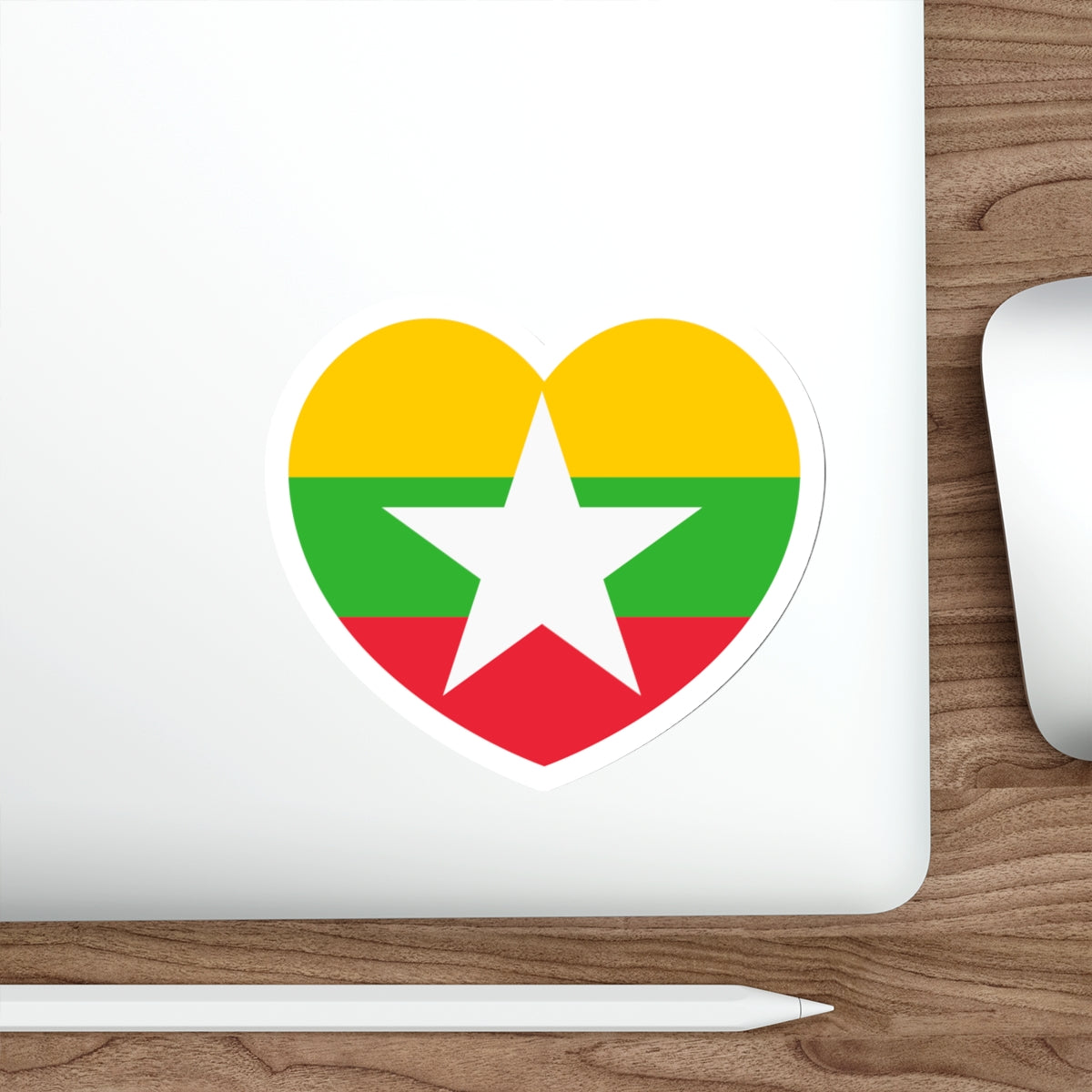 Heart Flag of Myanmar - STICKER Vinyl Die-Cut Decal-The Sticker Space