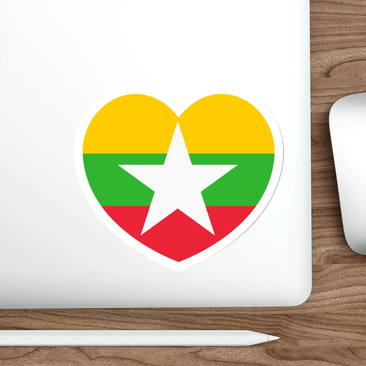 Heart Flag of Myanmar - STICKER Vinyl Die-Cut Decal-The Sticker Space