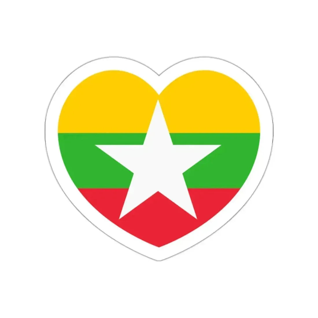 Heart Flag of Myanmar - STICKER Vinyl Die-Cut Decal White Die-Cut 2 Inch - The Sticker Space