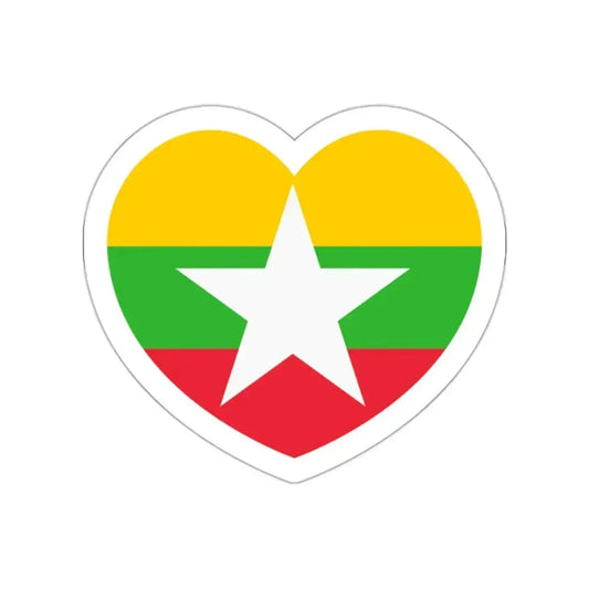 Heart Flag of Myanmar - STICKER Vinyl Die-Cut Decal White Die-Cut 2 Inch - The Sticker Space