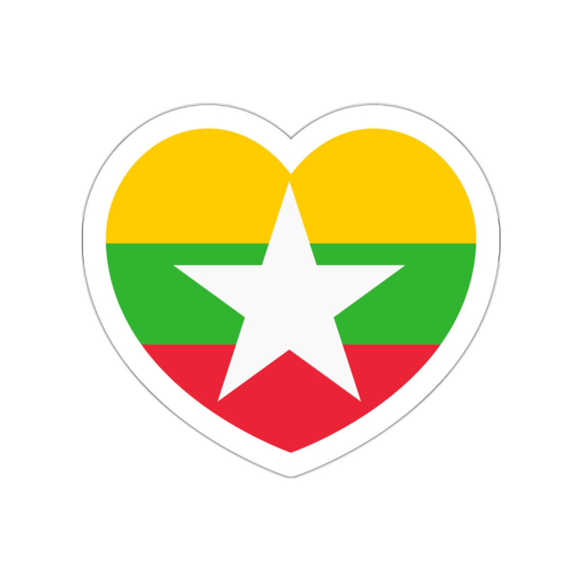 Heart Flag of Myanmar - STICKER Vinyl Die-Cut Decal-White-The Sticker Space