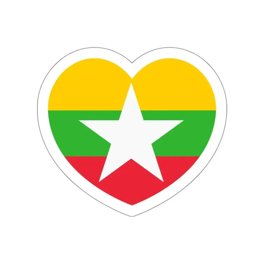 Heart Flag of Myanmar - STICKER Vinyl Die-Cut Decal White Die-Cut 3 Inch - The Sticker Space
