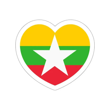 Heart Flag of Myanmar - STICKER Vinyl Die-Cut Decal White Die-Cut 3 Inch - The Sticker Space