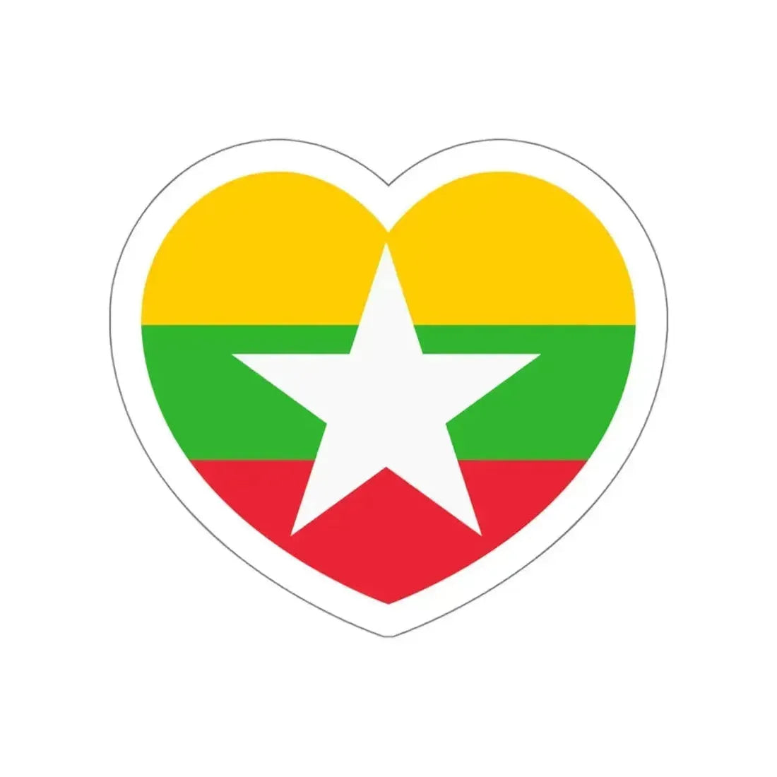 Heart Flag of Myanmar - STICKER Vinyl Die-Cut Decal White Die-Cut 5 Inch - The Sticker Space