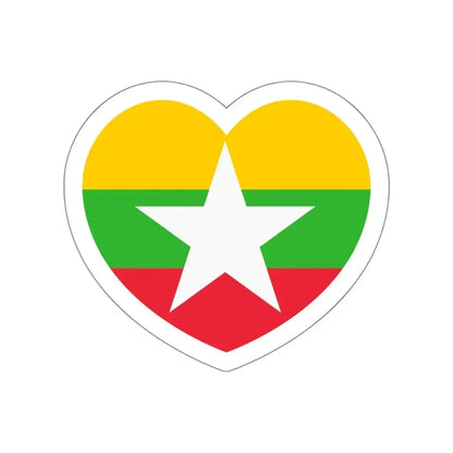 Heart Flag of Myanmar - STICKER Vinyl Die-Cut Decal White Die-Cut 6 Inch - The Sticker Space