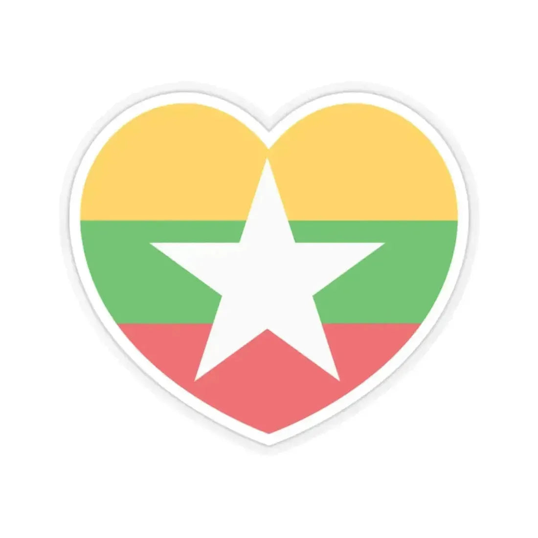 Heart Flag of Myanmar - STICKER Vinyl Kiss-Cut Decal 2 Inch Transparent - The Sticker Space