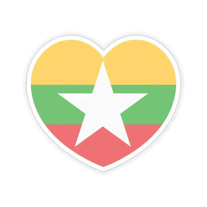 Heart Flag of Myanmar - STICKER Vinyl Kiss-Cut Decal 2 Inch Transparent - The Sticker Space