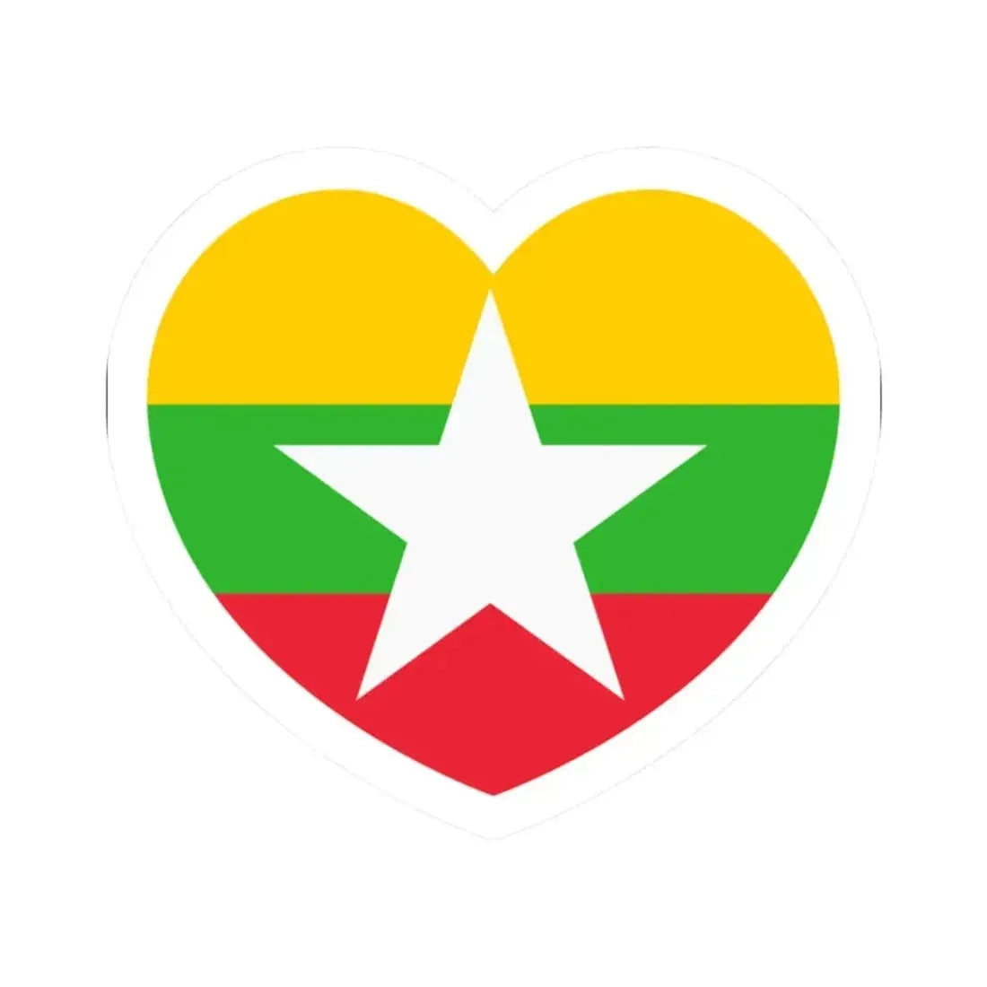 Heart Flag of Myanmar - STICKER Vinyl Kiss-Cut Decal 2 Inch White - The Sticker Space