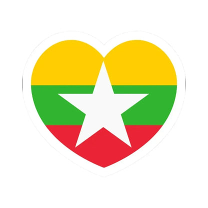 Heart Flag of Myanmar - STICKER Vinyl Kiss-Cut Decal 2 Inch White - The Sticker Space