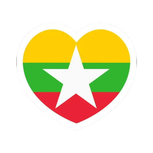 Heart Flag of Myanmar - STICKER Vinyl Kiss-Cut Decal 2 Inch White - The Sticker Space