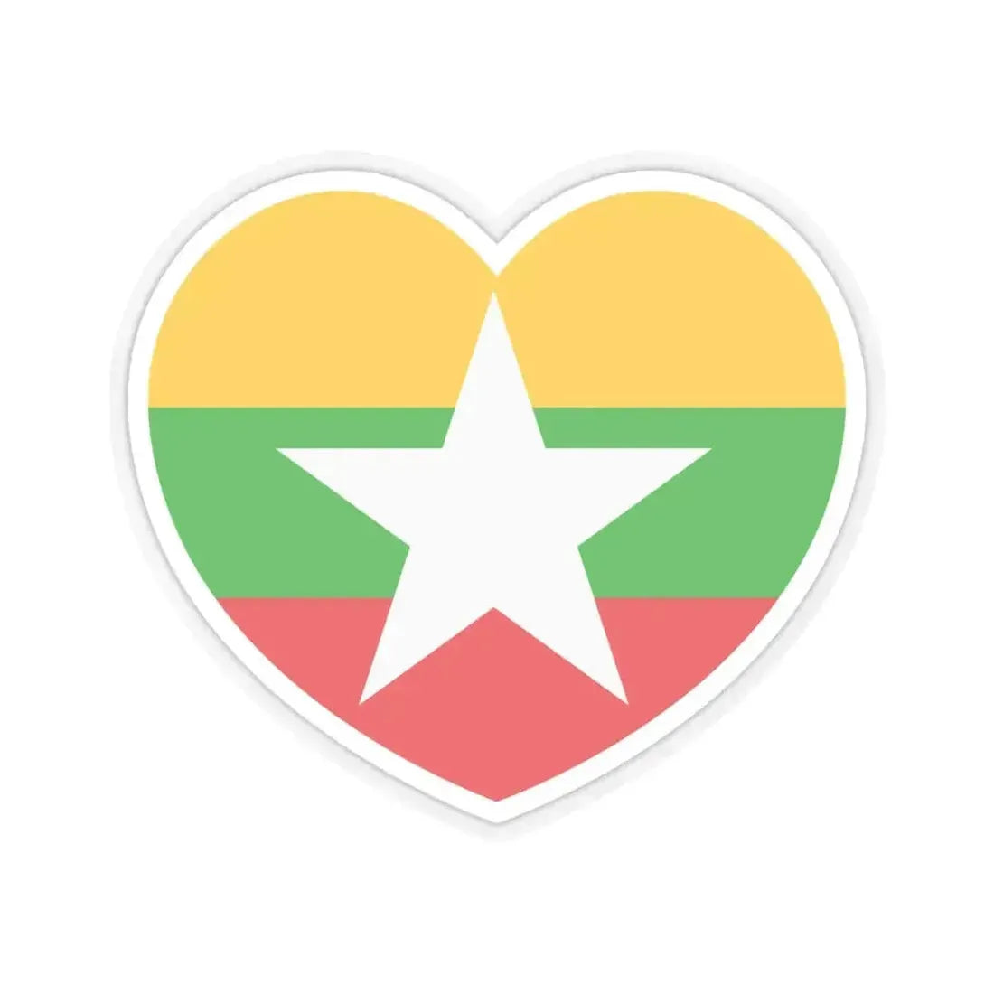 Heart Flag of Myanmar - STICKER Vinyl Kiss-Cut Decal 4 Inch Transparent - The Sticker Space