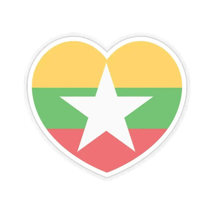 Heart Flag of Myanmar - STICKER Vinyl Kiss-Cut Decal 4 Inch Transparent - The Sticker Space