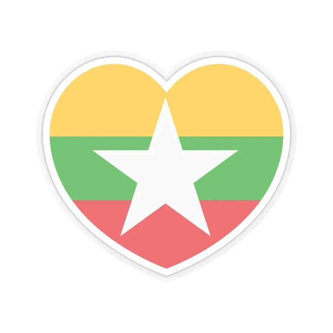 Heart Flag of Myanmar - STICKER Vinyl Kiss-Cut Decal 6 Inch Transparent - The Sticker Space