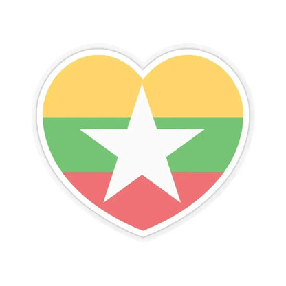 Heart Flag of Myanmar - STICKER Vinyl Kiss-Cut Decal 6 Inch Transparent - The Sticker Space