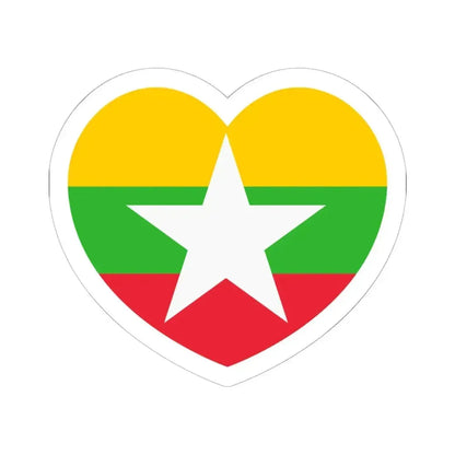 Heart Flag of Myanmar - STICKER Vinyl Kiss-Cut Decal 6 Inch White - The Sticker Space