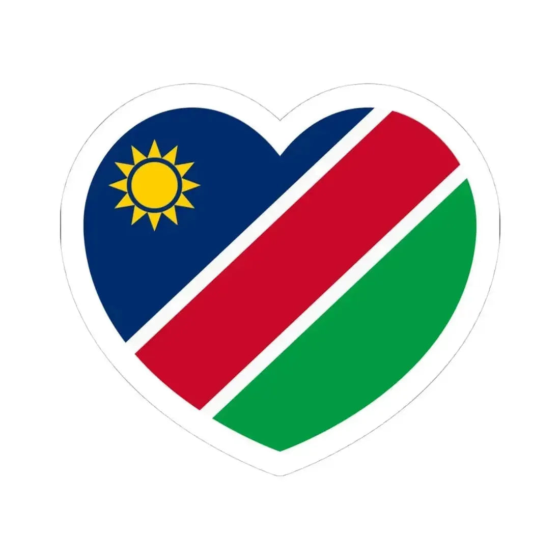 Heart Flag of Namibia - STICKER Vinyl Kiss-Cut Decal 4 Inch White - The Sticker Space