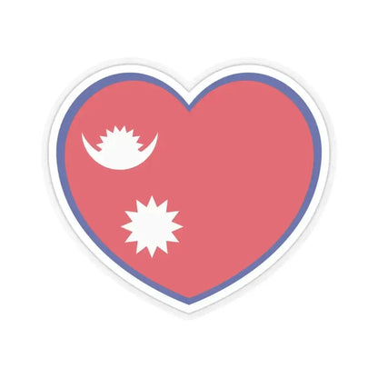 Heart Flag of Nepal - STICKER Vinyl Kiss-Cut Decal 3 Inch Transparent - The Sticker Space