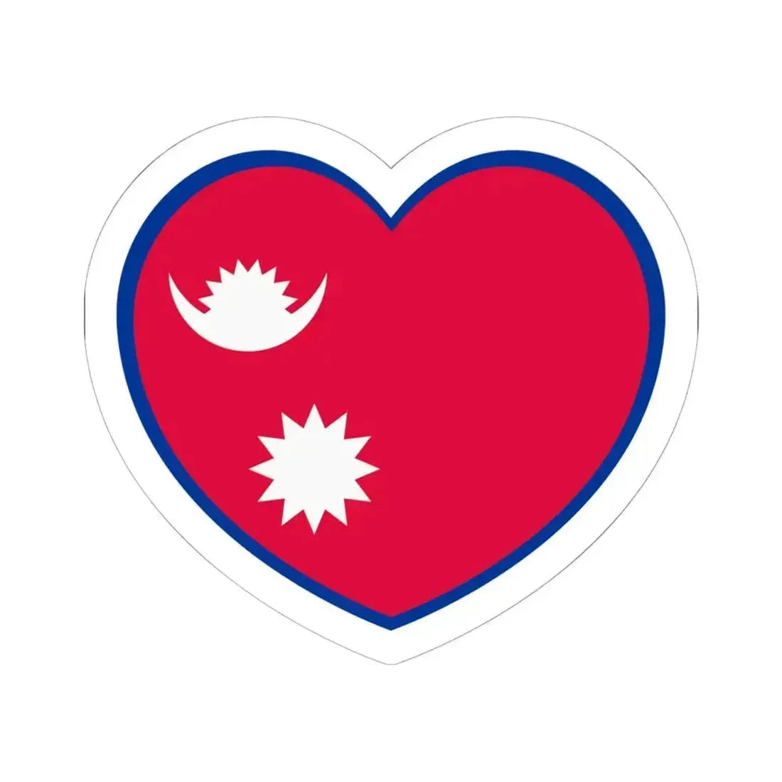 Heart Flag of Nepal - STICKER Vinyl Kiss-Cut Decal 6 Inch White - The Sticker Space