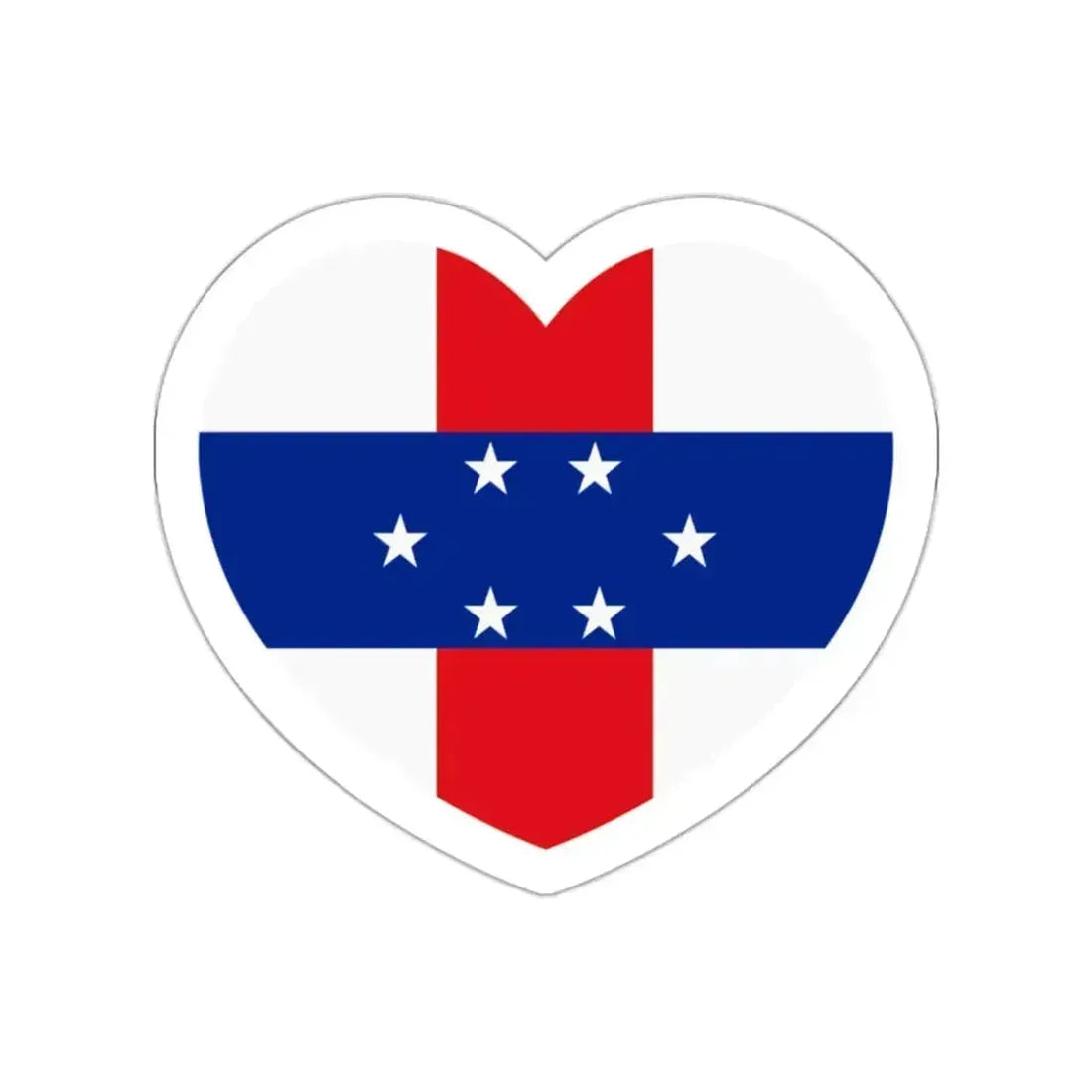 Heart Flag of Netherlands Antilles 1959-1986 - STICKER Vinyl Die-Cut Decal White Die-Cut 2 Inch - The Sticker Space