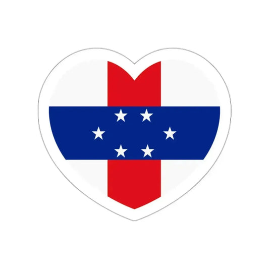 Heart Flag of Netherlands Antilles 1959-1986 - STICKER Vinyl Die-Cut Decal White Die-Cut 2 Inch - The Sticker Space