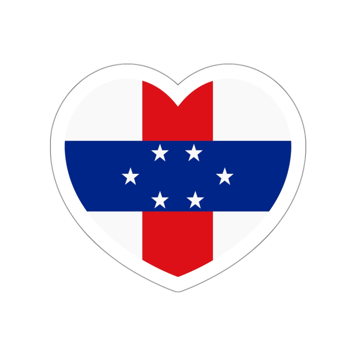 Heart Flag of Netherlands Antilles 1959-1986 - STICKER Vinyl Die-Cut Decal-White-The Sticker Space