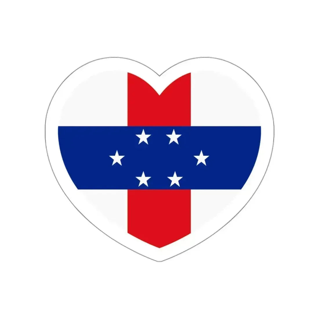 Heart Flag of Netherlands Antilles 1959-1986 - STICKER Vinyl Die-Cut Decal White Die-Cut 3 Inch - The Sticker Space