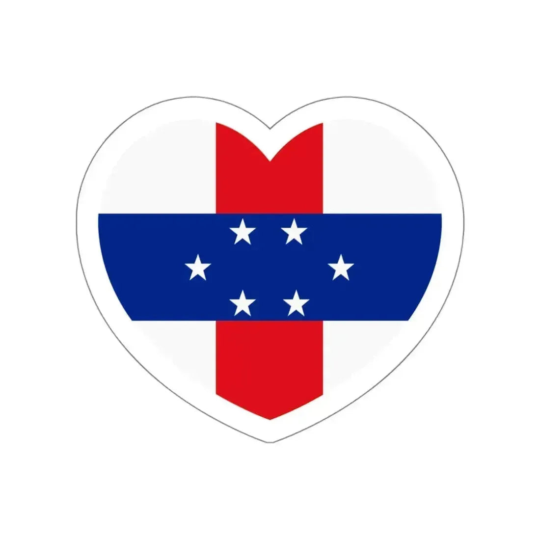 Heart Flag of Netherlands Antilles 1959-1986 - STICKER Vinyl Die-Cut Decal White Die-Cut 5 Inch - The Sticker Space