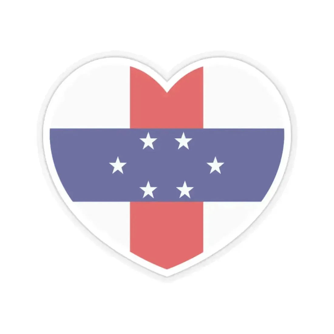 Heart Flag of Netherlands Antilles 1959-1986 - STICKER Vinyl Kiss-Cut Decal 2 Inch Transparent - The Sticker Space