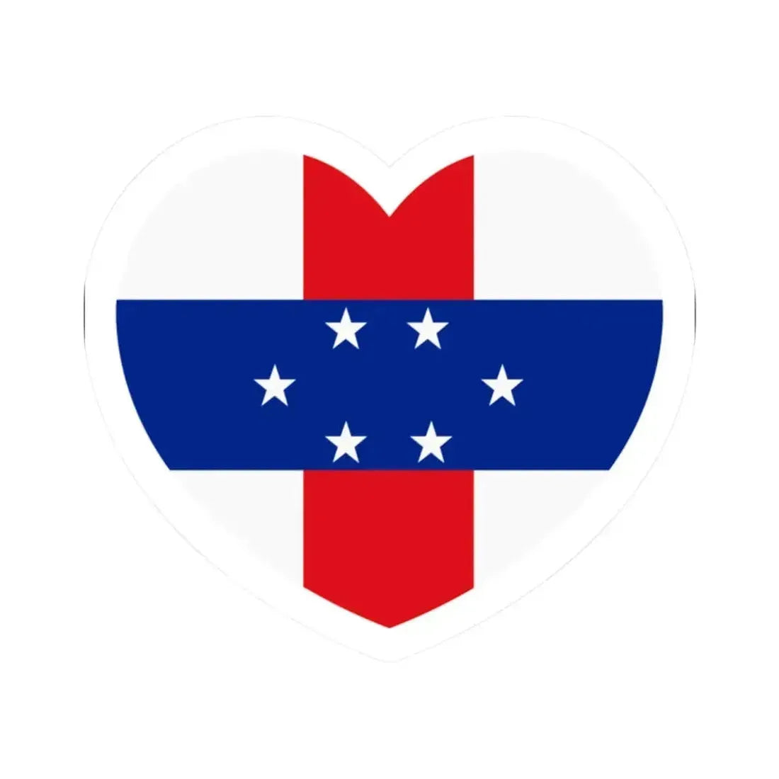 Heart Flag of Netherlands Antilles 1959-1986 - STICKER Vinyl Kiss-Cut Decal 2 Inch White - The Sticker Space