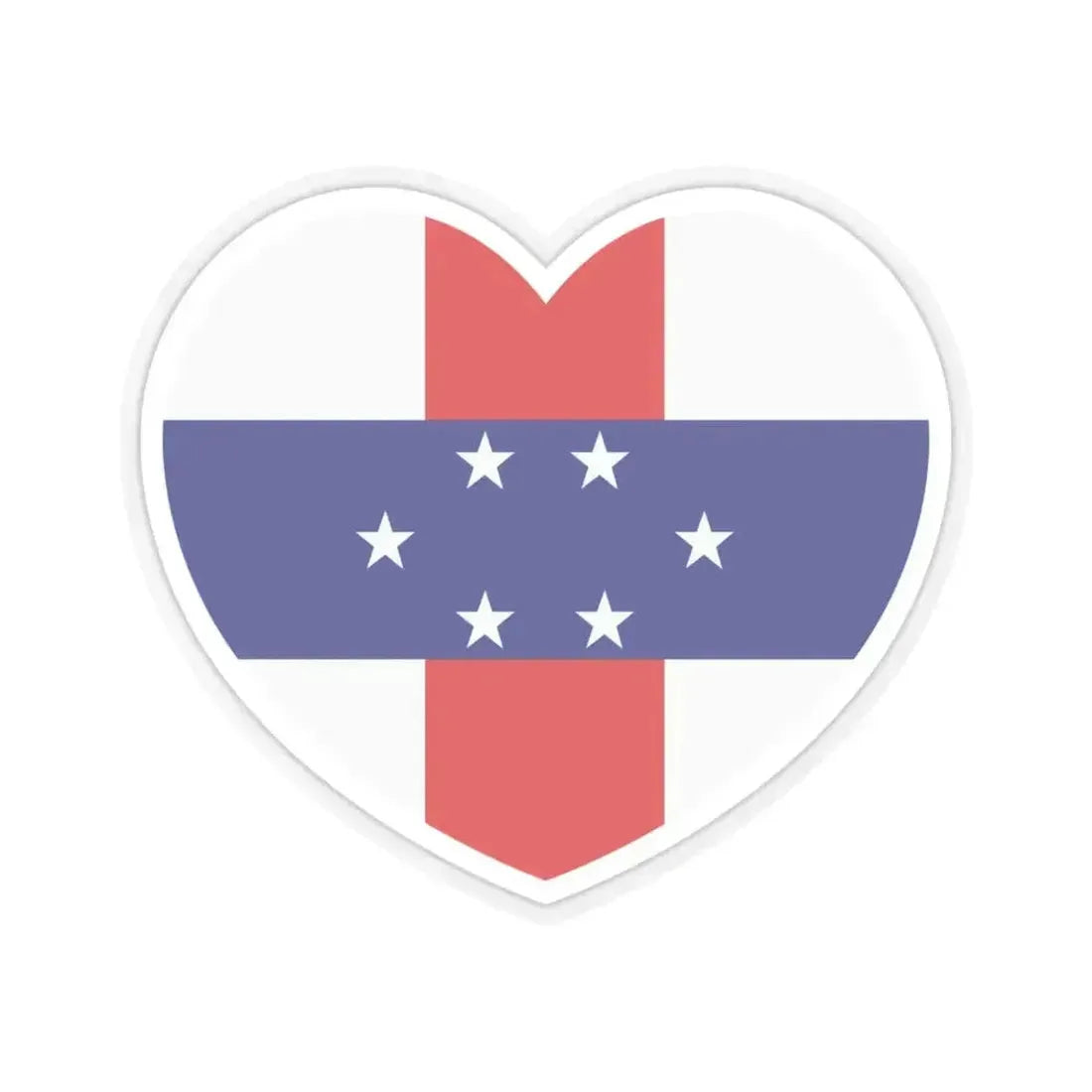 Heart Flag of Netherlands Antilles 1959-1986 - STICKER Vinyl Kiss-Cut Decal 3 Inch Transparent - The Sticker Space