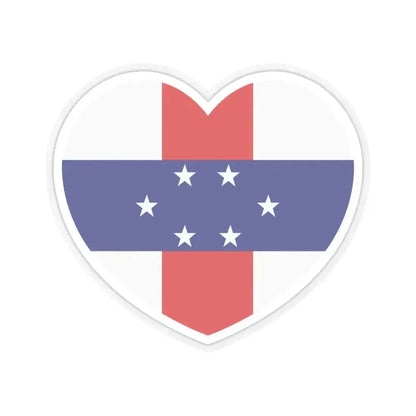 Heart Flag of Netherlands Antilles 1959-1986 - STICKER Vinyl Kiss-Cut Decal 3 Inch Transparent - The Sticker Space