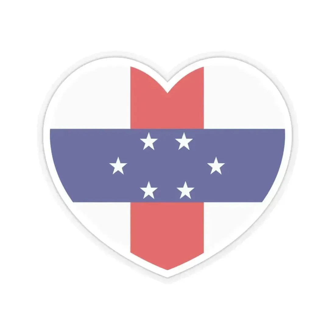 Heart Flag of Netherlands Antilles 1959-1986 - STICKER Vinyl Kiss-Cut Decal 4 Inch Transparent - The Sticker Space