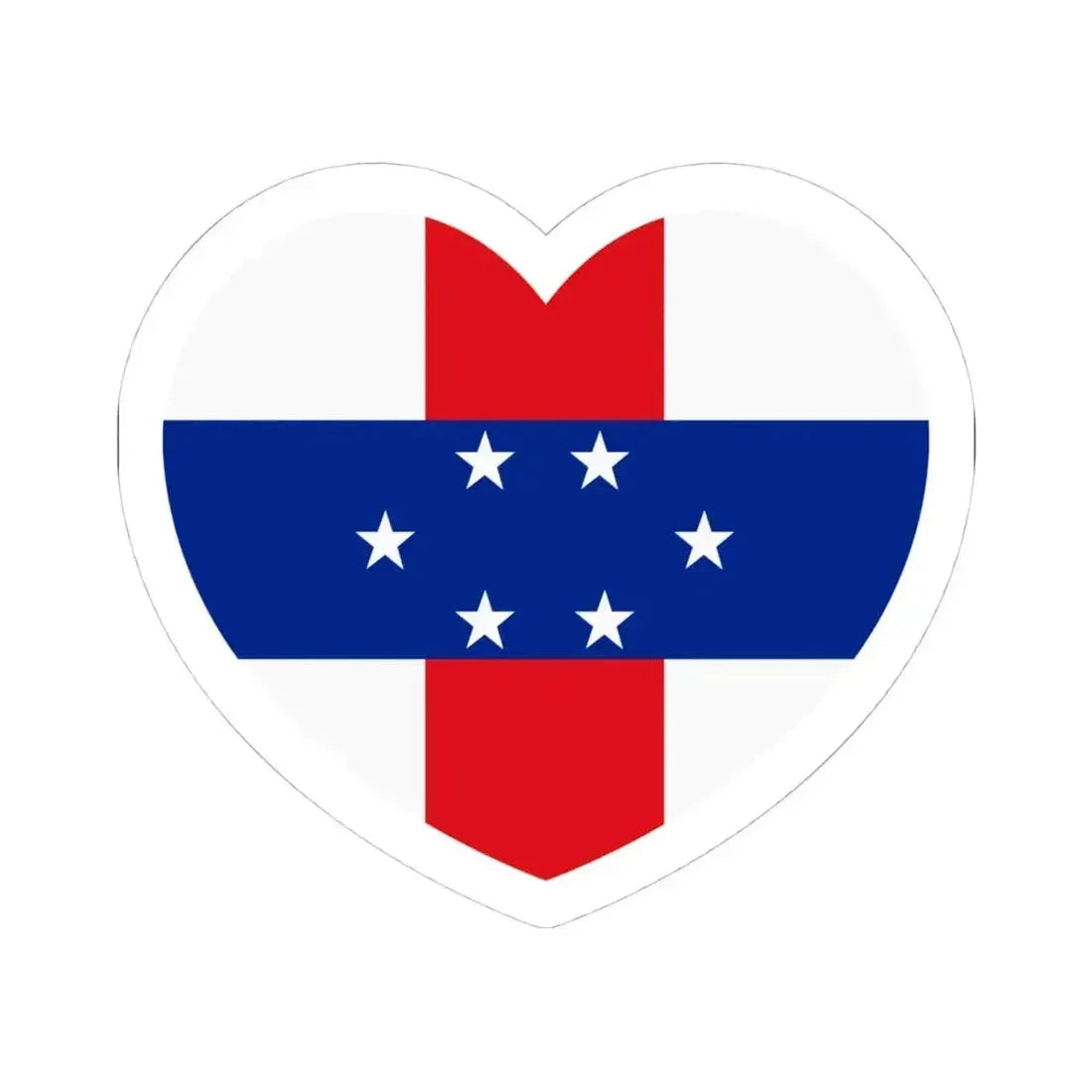 Heart Flag of Netherlands Antilles 1959-1986 - STICKER Vinyl Kiss-Cut Decal 4 Inch White - The Sticker Space