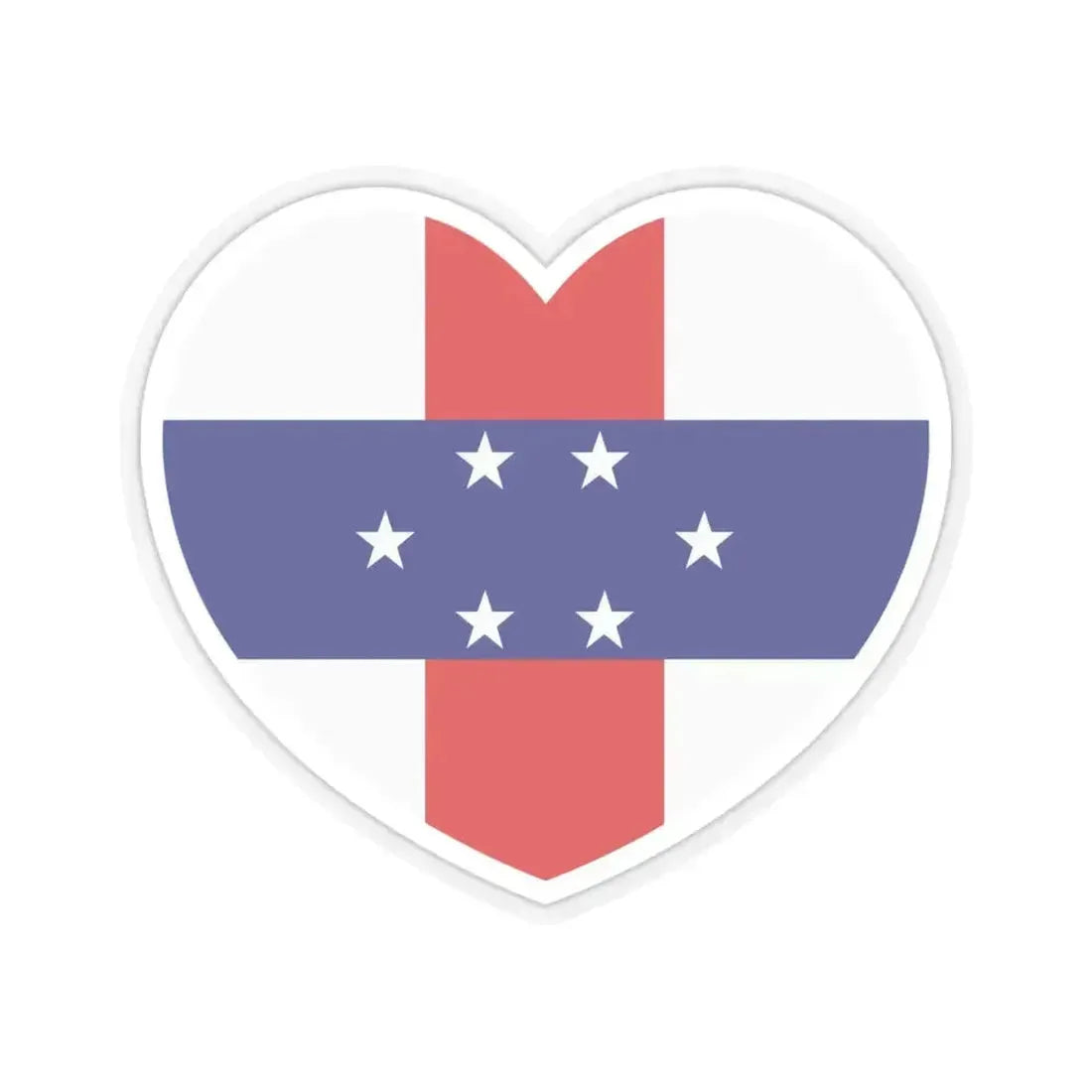Heart Flag of Netherlands Antilles 1959-1986 - STICKER Vinyl Kiss-Cut Decal 6 Inch Transparent - The Sticker Space