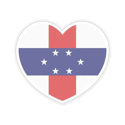 Heart Flag of Netherlands Antilles 1959-1986 - STICKER Vinyl Kiss-Cut Decal 6 Inch Transparent - The Sticker Space