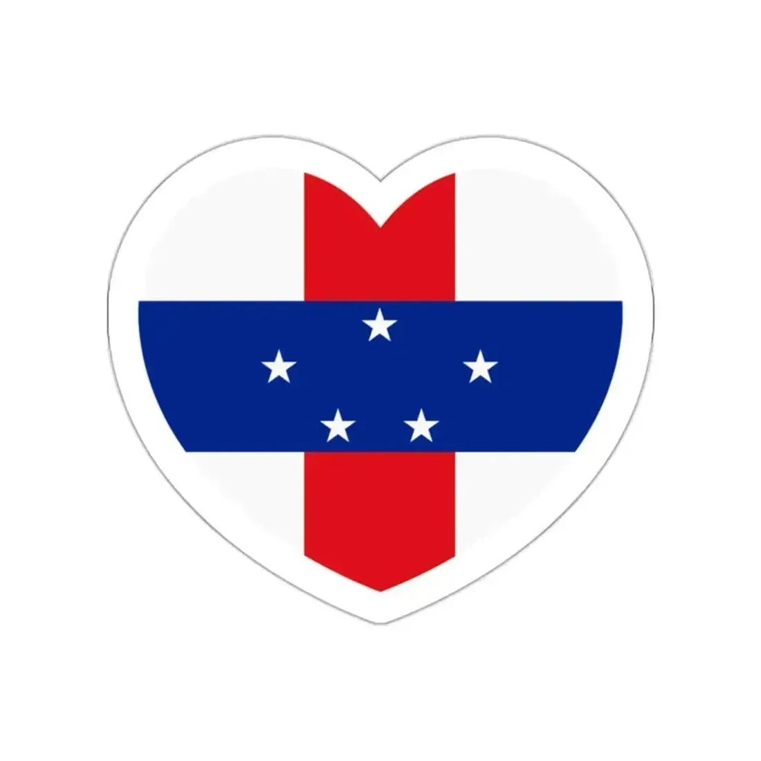 Heart Flag of Netherlands Antilles 1986-2010 - STICKER Vinyl Die-Cut Decal White Die-Cut 2 Inch - The Sticker Space