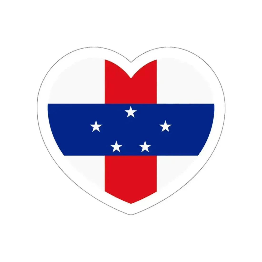 Heart Flag of Netherlands Antilles 1986-2010 - STICKER Vinyl Die-Cut Decal White Die-Cut 3 Inch - The Sticker Space