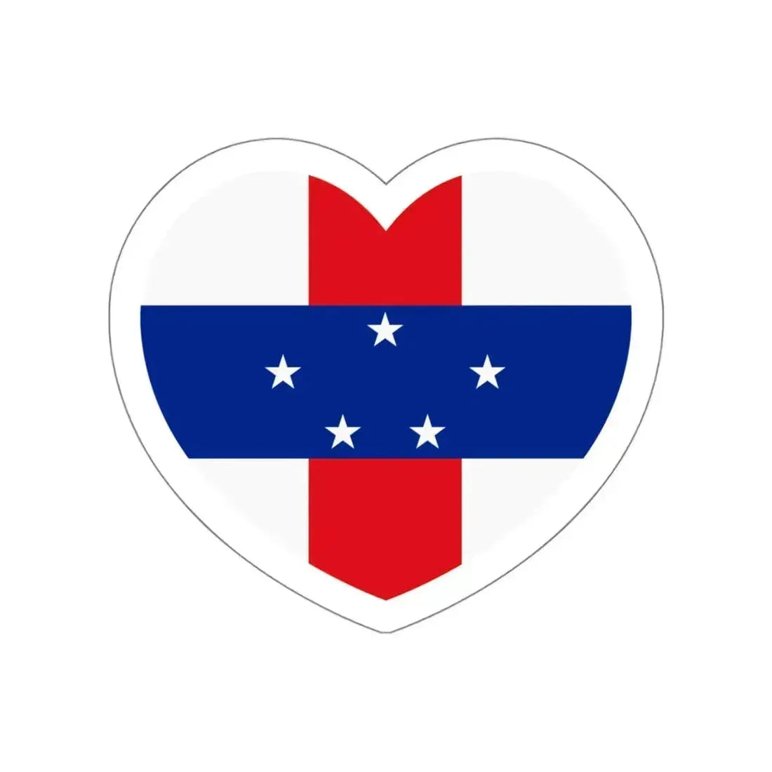 Heart Flag of Netherlands Antilles 1986-2010 - STICKER Vinyl Die-Cut Decal White Die-Cut 4 Inch - The Sticker Space