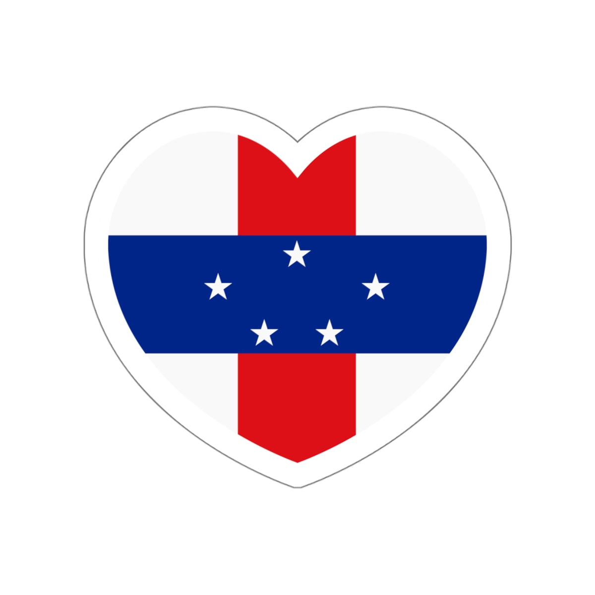 Heart Flag of Netherlands Antilles 1986-2010 - STICKER Vinyl Die-Cut Decal-White-The Sticker Space