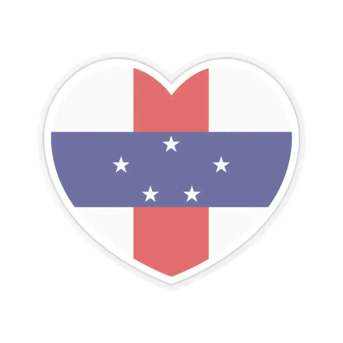 Heart Flag of Netherlands Antilles 1986-2010 - STICKER Vinyl Kiss-Cut Decal 2 Inch Transparent - The Sticker Space