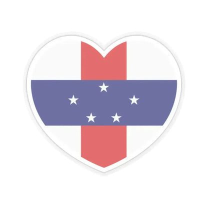 Heart Flag of Netherlands Antilles 1986-2010 - STICKER Vinyl Kiss-Cut Decal 2 Inch Transparent - The Sticker Space