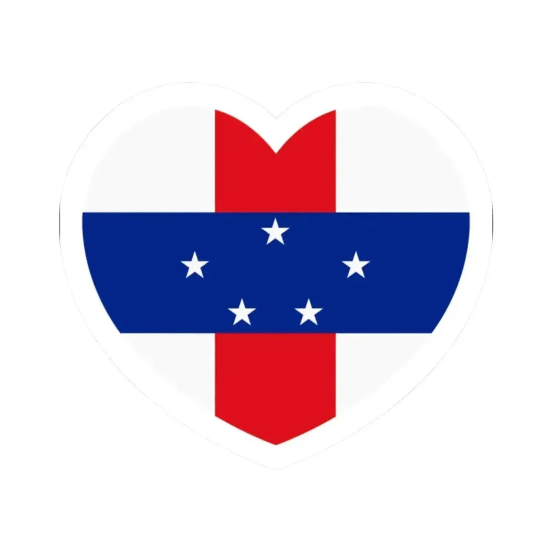 Heart Flag of Netherlands Antilles 1986-2010 - STICKER Vinyl Kiss-Cut Decal 2 Inch White - The Sticker Space