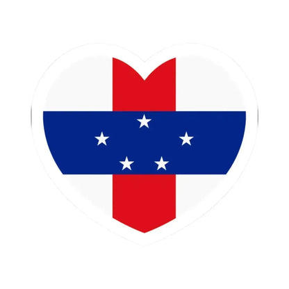 Heart Flag of Netherlands Antilles 1986-2010 - STICKER Vinyl Kiss-Cut Decal 2 Inch White - The Sticker Space