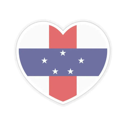 Heart Flag of Netherlands Antilles 1986-2010 - STICKER Vinyl Kiss-Cut Decal 3 Inch Transparent - The Sticker Space
