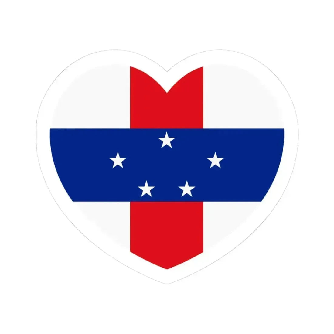 Heart Flag of Netherlands Antilles 1986-2010 - STICKER Vinyl Kiss-Cut Decal 3 Inch White - The Sticker Space