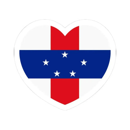 Heart Flag of Netherlands Antilles 1986-2010 - STICKER Vinyl Kiss-Cut Decal 3 Inch White - The Sticker Space